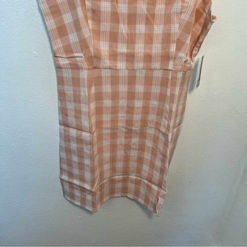 BP Women's Size Large Square Neck Sundress Coral White Gingham Plaid Stretch Y2K - Picture 7 of 14